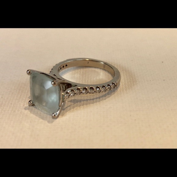 Aqua marine white gold and diamond ring - Picture 7 of 8